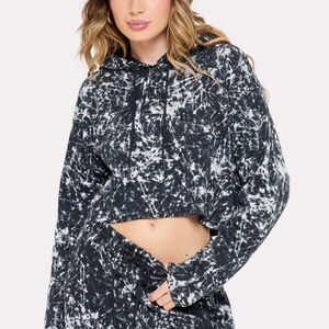 Yitty Cozy Fleece Everyday Cropped Hoodie black and white‎ size 2X nwt
